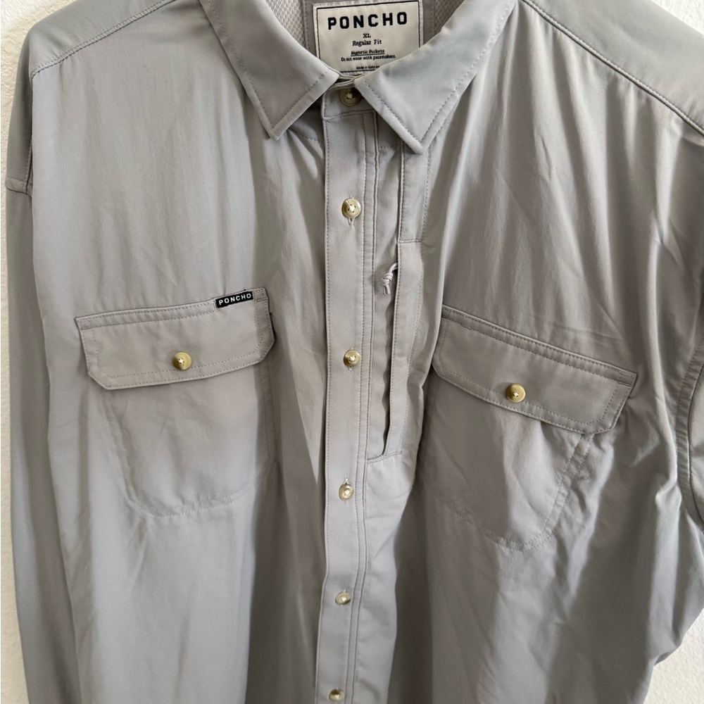 Poncho Gray Casual Button Down Shirt for Men